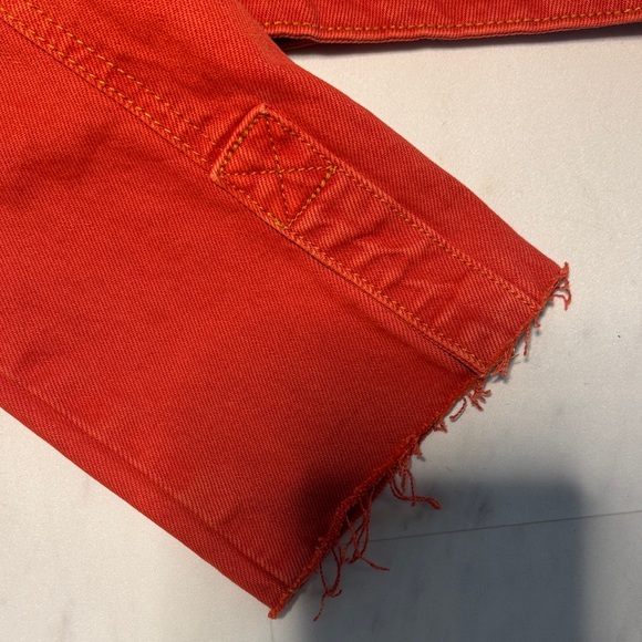 Zara Women's Red-Orange Cropped Denim Jacket Size Small - Picture 6 of 7